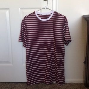 BURGUNDY RED STRIPED T-SHIRT